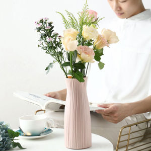 1pc Plastic Vase Home Decoration White Imitation Ceramic Flower Pot Plants Basket Nordic Wedding Decorative Dining Table Bedroom