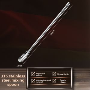Elegant Long-Handled Stainless Steel Coffee Stirring Spoon Honey Measuring Spoon Tea Milk Tea Stirrer Cheeme Stainless Steel