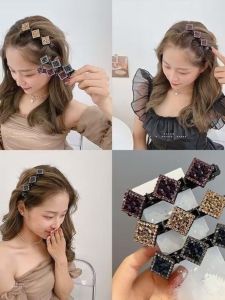 Elegant Hairpin Womens Hair Accessories Side Diamond Rhinestone Triangle Shape Hair Clip Stylish Hairband Headwear for Girls