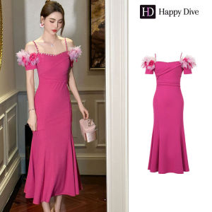 Happy Diva เดรสผู้หญิง เดรสสีม่วง เดรสปาดไหล่ เดรสหางปลา เดรสทำงาน เดรสไฮโซ เดรสวินเทจ เดรสออกงาน เดรสปาร์ตี้ ชุดราตรี 50891