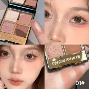 Bảng Phấn Mắt CACE 4 Màu Khói Xám Đậm Nhũ Lấp Lánh Nhám Nhũ Tỏa Sáng Màu Đất Đen Trang Điểm Lâu Trôi