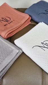 My Day 1 ผ้าเช็ดผม เช็ดหน้า รังผึ้ง สีเทา (Dark Gray) S 32*72 cm แห้งง่าย ซับน้ำดี นุ่มเบาสบาย