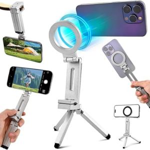 Magnetic Tripod for iPhone Airplane Phone Holder for MagSafe Selfie Stick Adapter Travel Foldable Clip Clamp Plane Desktop Stand for iPhone 17 16 15 Pro Max