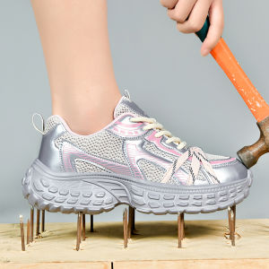 Women tennis work safety Shoes Comfor security shoes woman steel toe Sneakers Lightweigh Breathable Non-Slip summer work boots