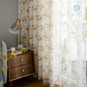 American Style Small Flower Fresh Country Style Retro Rose Semi-Blackout Curtains