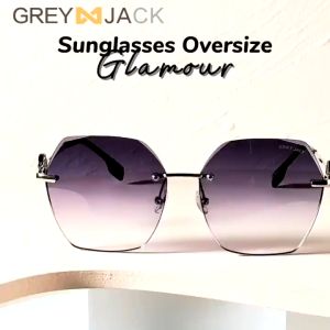 Grey Jack Kacamata Hitam Sunglasses Anti UV Protection Model Kotak Oversized Style Wanita Modis Design Unik Keren 31848