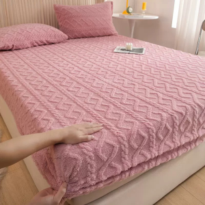 Pyramid Warm Velvet Bedsheet No Lukot No Gusto Fully Garterized Bedsheets Plain Color Single Double Queen King Bed Sheets