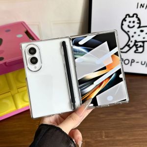 Hard PC Pen Slot Phone Case With Front Screen Tempered Film Stylus For Samsung Galaxy Z Fold 8 7 6 5 4 3 5G Shockproof Cover