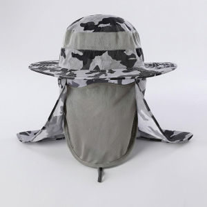 Camouflage Fishing Hat Outdoor Wide Brim Sun Protection Anti UV Breathable Comfortable Fishing Cap for Men Women