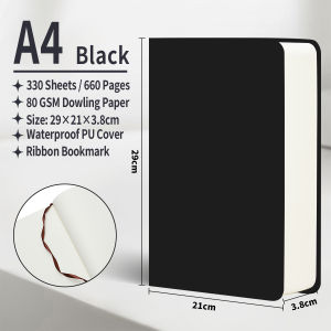 A4 A5 A6 Super Thick Sketchbook 660 Pages Soft PU Leather Blank Notebook 80 GSM Drawing Journal Diary Sketch Book Stationeries