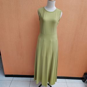 maxi long dress wanita hijau M cewek santai kutung