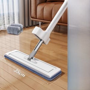 2024 New Hand-Free Wash Flat Mop Home Use Cleaning Tool Lazy Persons Magic Wiping Cloth Durable Stainless Steel Pole