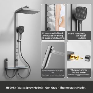 INSIHAY | Sleek Advanced Gun Grey Full Copper Thermostatic Shower System