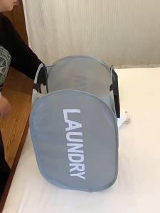 Foldable Laundry Basket - Pop-Up Mesh Clothes Hamper with Durable Handles - Large Capacity Storage for Dirty Clothes Toys and Dolls - Bathroom Basket with Side Pockets