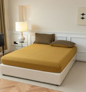 Pure Cotton Bed Canopy Soft Cotton Cloth Anti-Slip Double Layered Bedding Protection Cover Japanese Style Plant Floral Print