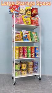 Supermarket Snack Shelf & 5-Layer Convenience Store Stand: Optimize Your Space with a Wheel Storage Organizer