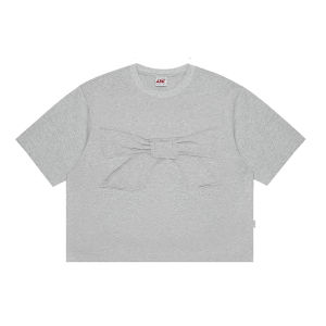 F426 Store Summer New Retro Casual Short Sleeve T-Shirt Butterfly Knot Patch Embroidery Youth Fashion Brand Cotton 100% Short Length