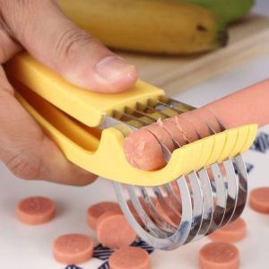 Stainless steel banana slicer ham sausage clip cutting fruit platter tool split melon artifact kitchen supplies