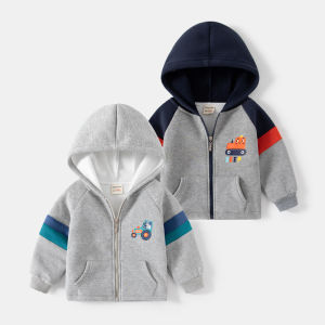 Hoodie Cartoon Car Pattern Fleece Boys
