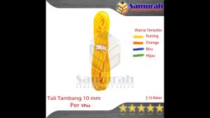 Tali Tambang Plastik Diameter 10 milimeter / Tambang Nylon ukuran lebar 10 mm panjang 9 meter 1 pcs warna / Biru - Kuning - Orange - Hijau