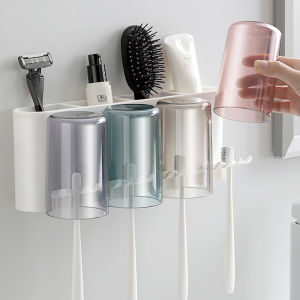 Kệ Để Bàn Chải Đánh Răng ECOCO Kèm Cốc Kệ Để Đồ Nhà Tắm Thông Minh Dán Tường Siêu Chắc Nhựa ABS Cao Cấp