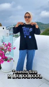 Oneset Wanita Kekinian Amna Set Kaos Katun Combed 24s M L XL XXL 3XL Setelan Baju Dan Celana Cargo