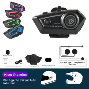 kebidumei | C50 Tai Nghe Mũ Bảo Hiểm Xe Máy Bluetooth 5.4 Cuộc Gọi Rảnh Tay Giảm Tiếng Ồn Chống Nước Đèn RGB Tai Nghe Không Dây Cho Tất Cả Các Mũ Bảo Hiểm