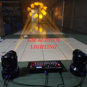 PAKET MINI MOVING HEAD BEAM 100W 2 BUAH PLUS MIXER DMX 240 DISCO FREE KABEL SIAP PAKAI LAMPU PANGGUNG
