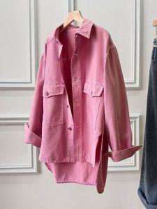 Áo Khoác Denim Màu Hồng Rộng Rãi Phong Cách Nữ Tính Thường Ngày 2025 Xuân Thu Thời Trang Mới Áo Khoác Ngoài Đa Năng