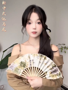 New Chinese Style Women Fake Hair Wavy Ponytail Hair Fake Hair Braid Volume Bun Extension Clip Hanfu Ancient Style Side Ponytail