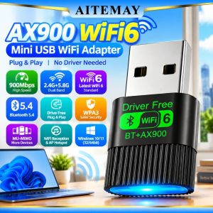Aitemay WiFi6 AX286M Wireless Network Card AIC8800FC Chip MU MIMO Stable Connection WPA3 Encryption Plug and Play USB Wlan Adapter For Desktop Laptop