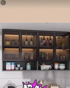 ตู้ครัว ตู้ครัวติดผนัง ตู้ครัวแขวน ตู้เก็บของในครัว เคาน์เตอร์ ครัว ตู้ ลอย ห้องครัว บานประตูกระจก มี 2 สีให้เลือก จุของได้เยอะ