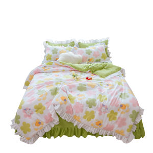 ผ้านวมฤดูร้อนปักลายเจ้าหญิงสไตล์เกาหลีปักผ้านวมเครื่องปรับอากาศบางๆผ้าปูที่นอนชุดเครื่องนอนฤดูร้อน/ปลอกหมอน/ผ้านวม (ไม่เซ็ต)