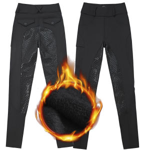 Winter warm fleece-lined extra thick horse pants anti-slip silicone horse riding pants elastic horse riding sport pants