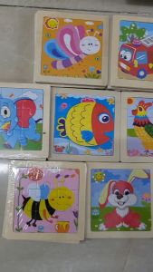Tranh ghép hình 9 mảnh 2D size 11*11cm giúp phát triển trí tuệ cho bé 2 3 4 tuổi xếp hình gỗ trẻ em thông minh