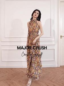 French Floral Island Holiday Retro Neckline Dress