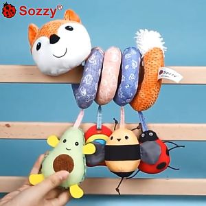 Car Seat Toys Baby Baby spiral Plush activity hanging toys for strollers strollers cribs with music box BB speakers and rattles