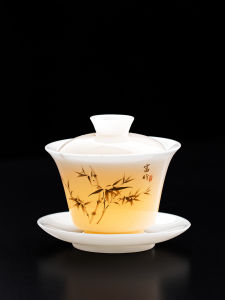 TANGFENG | Gaiwan Fine Sheep Fat Jade Porcelain Single Serving Tea Cup