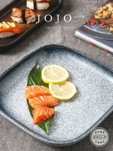 Japanese Style Ceramic Steak Plate Square Dinnerware Dish Home Use Formal Dining Adult Pure Color 8 Inches JOJOS L PD