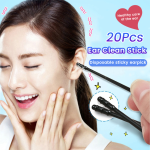 Onisa Disposable Sticky Ear Swabs: 20Pcs Rotational Viscosity Cleaner Stick Remove Earwax