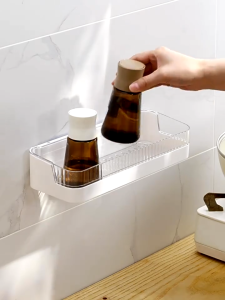 【BUJOY】ชั้นวางของติดผนัง ตะแกรงวางของในห้องน้ำ ชั้นวางของอเนกประสงค์ในห้องน้ำ แบบไม่เจาะผนัง