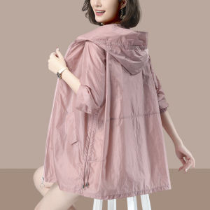 เสื้อคลุมกันแดดกันยูวีสำหรับผู้หญิง ฤดูร้อนปี 2025 เสื้อคลุมกันหนาวแบบบาง ระบายอากาศได้ดี แขนยาว ทรงหลวม ปกติ