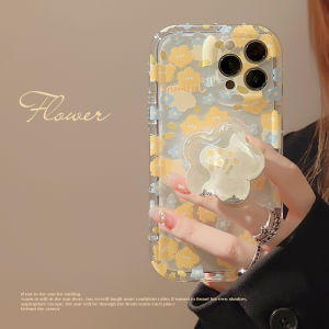 Floral Ins Phone Case Transparent Protective Cover for 16 Cute Bubble Stand Girls Heart 15 pro Max 13 Lovely 16 Pulse Sandflow