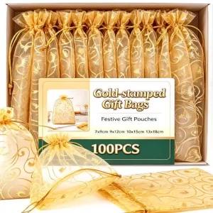 Wholesale Organza Gift Bags Jewelry Gifts Pouches for Household Christmas Wedding Party Candy Mesh Packing Bags Accessories