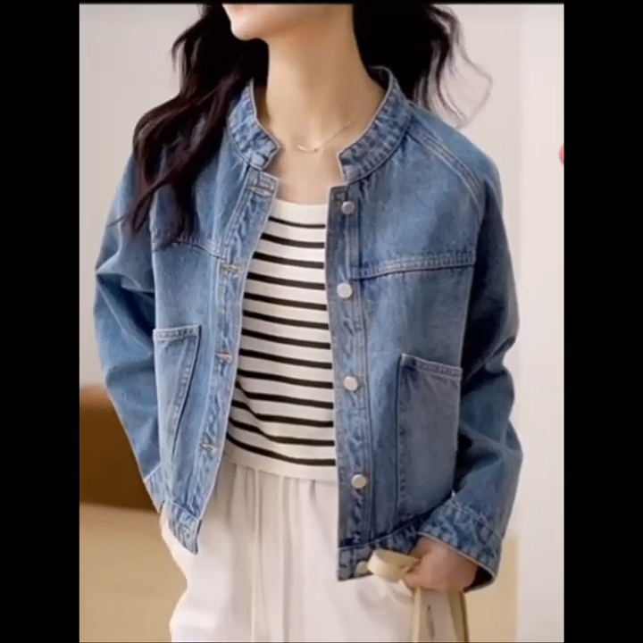 2026 New Womens Jeans Jacket Slim-Fitting Denim Coat Long-Sleeve Design Retro Casual Style In Stock Fast Shipping