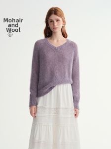 DUSHU | Oversized Sweater for Women Purple Grey Simple Casual