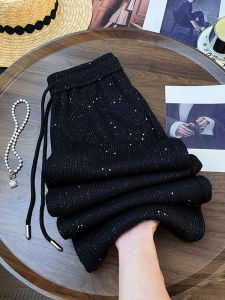 Shiny Star Wide Leg Pants Womens Casual Drapey Feelings High Waist Straight Long Trousers Sparkling Loose Fit Autumn New Arrivals