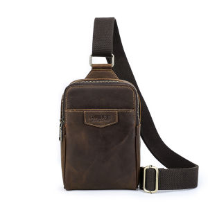 Hiram Genuine Leather Vintage Mini Shoulder Bags Small Sling Chest Bags Crossbody Phone Pocket Male Travel Bags