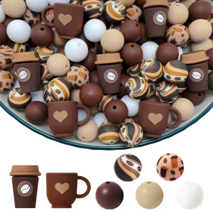 4/25/30PCS coffee series silicone bead set perfect for DIY handmade crafts such as keychains necklaces bracelets etc