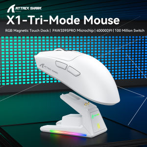ATTACK SHARK | ATTACK SHARK X1 Tri-Mode Gaming Mouse|PAW3395PRO Sensor 40000DPI |RGB Magnetic Dock|100M Clicks|2.4G Wireless/Bluetooth/Wired